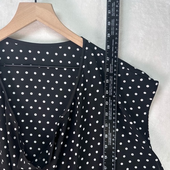 Black With White Polka Dots Sleeveless Cowl Neck Blouse Womens Size 2X - Picture 9 of 9